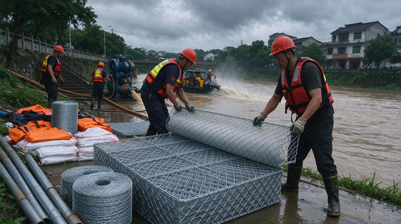 Samfuran Rigakafin Ambaliyar Ruwa na Changshu Jianghe suna Isar da Gabion & Kayayyakin Karɓar Galvanized don Aikin Tallafa Magudanar Ruwa na Gaggawa na Mongoliya Samfuran Rigakafin Ambaliyar Ruwa na Changshu Jianghe suna Isar da Gabion & Kayayyakin Karɓar Galvanized don Aikin Tallafa Magudanar Ruwa na Gaggawa na Mongoliya